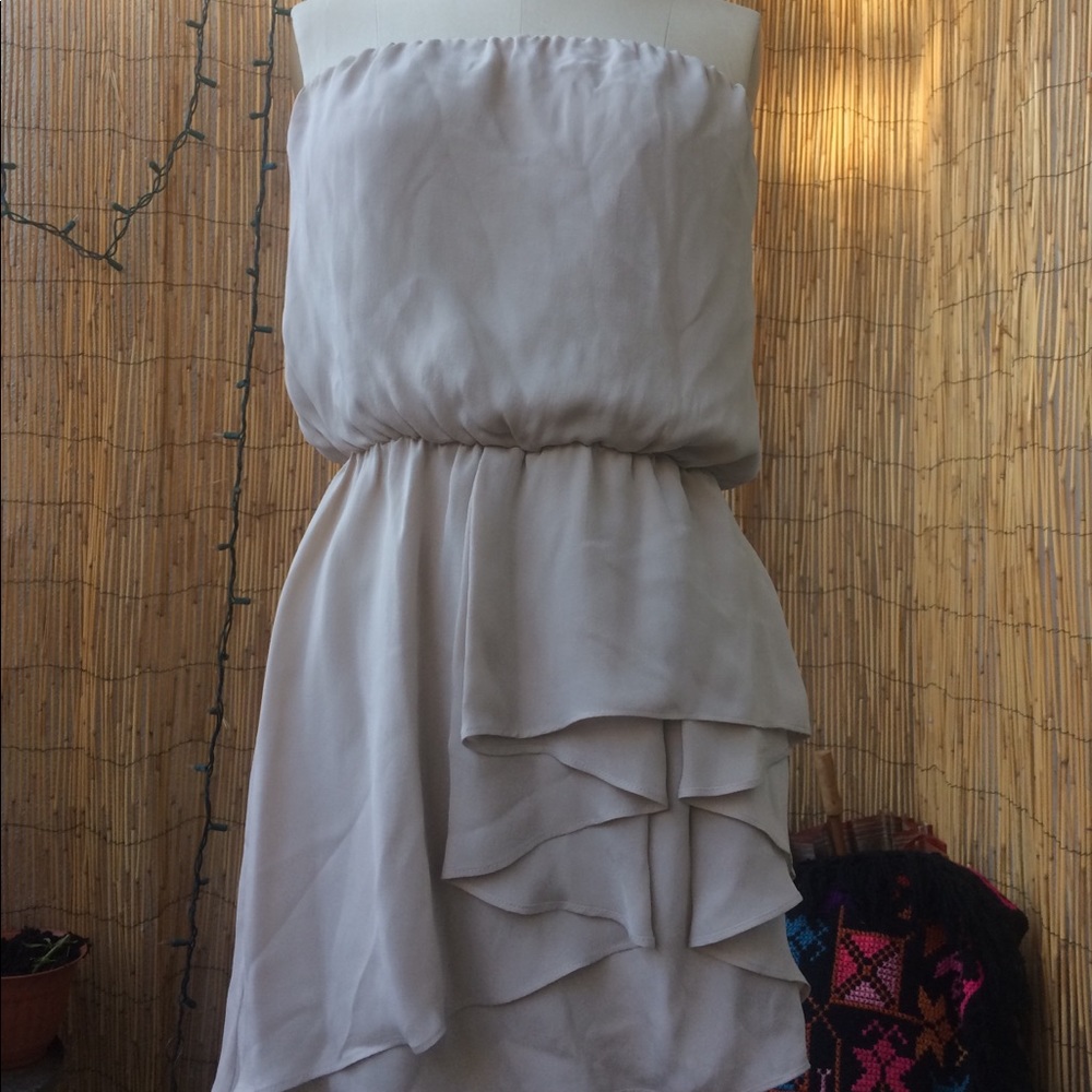 Mason by Michelle Mason taupe silk dress 2